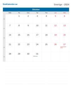 Kalender 2024 Oktober