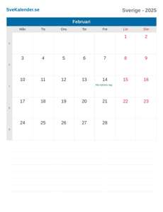 Kalender 2025 Februari